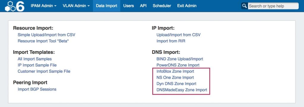 DNS Import Options