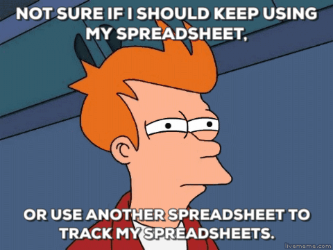 Not sure if I should keep using my spreadsheet, or use another spreadsheet to track my spreadsheets